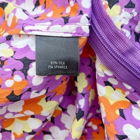 Anthropologie Leifsdottir Silk Ruffle Sleeveless Blouse Orange/Purple Florals, 8 - Picture 12 of 12